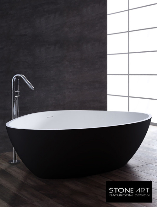 Vrijstaand Solid Surface bad BS-533 Zwart en Wit