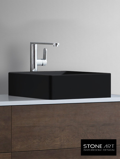 StoneArt Solid Surface Waskom LC110 Zwart (exclusief kraan)