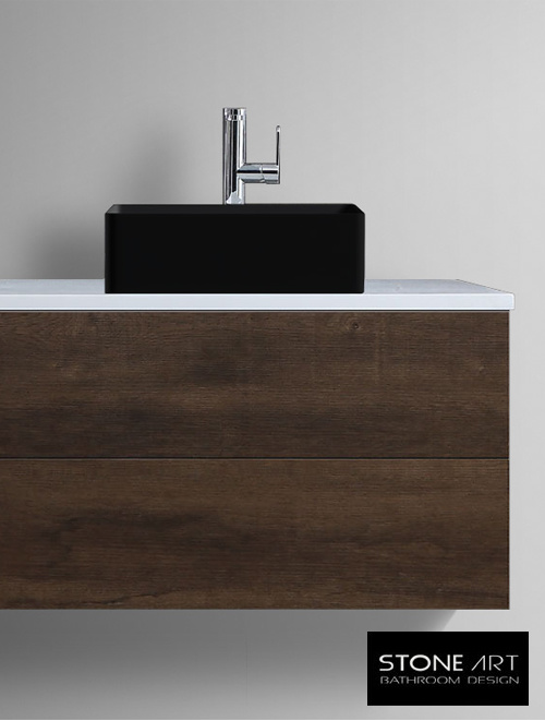 StoneArt Solid Surface Waskom LC110 Zwart (exclusief kraan)