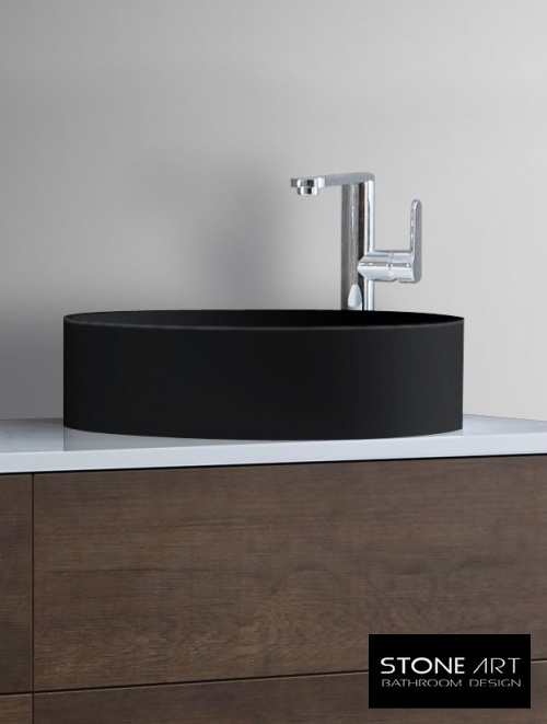 StoneArt Solid Surface Waskom LC112 Zwart (exclusief kraan)