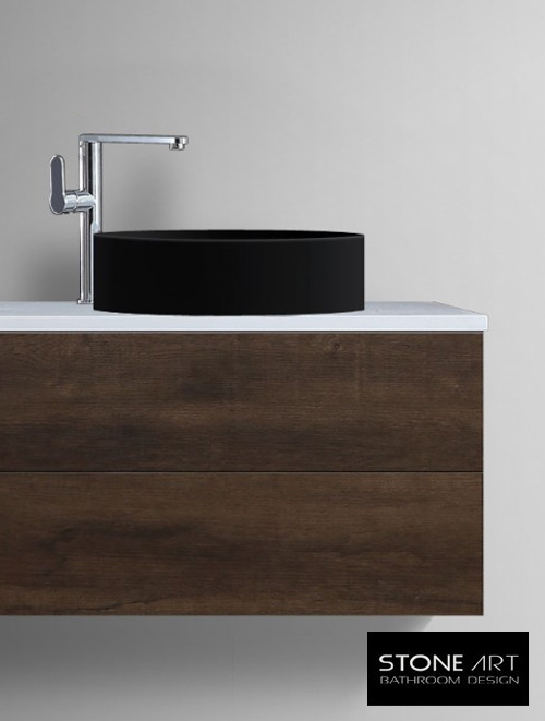 StoneArt Solid Surface Waskom LC112 Zwart (exclusief kraan)