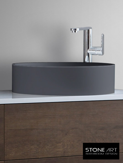 StoneArt Solid Surface Waskom LC112 Grijs (exclusief kraan)