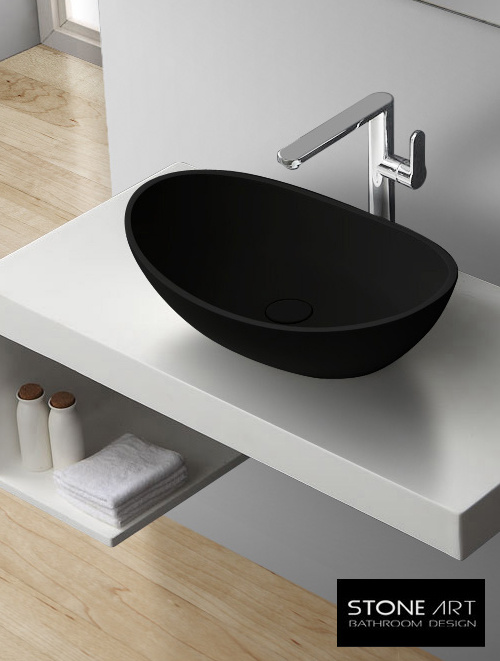 StoneArt Solid Surface Waskom LC149 Zwart (exclusief kraan)
