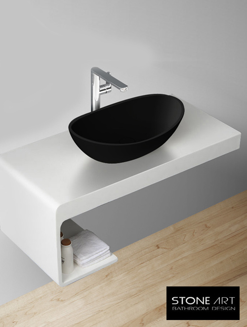 StoneArt Solid Surface Waskom LC149 Zwart (exclusief kraan)
