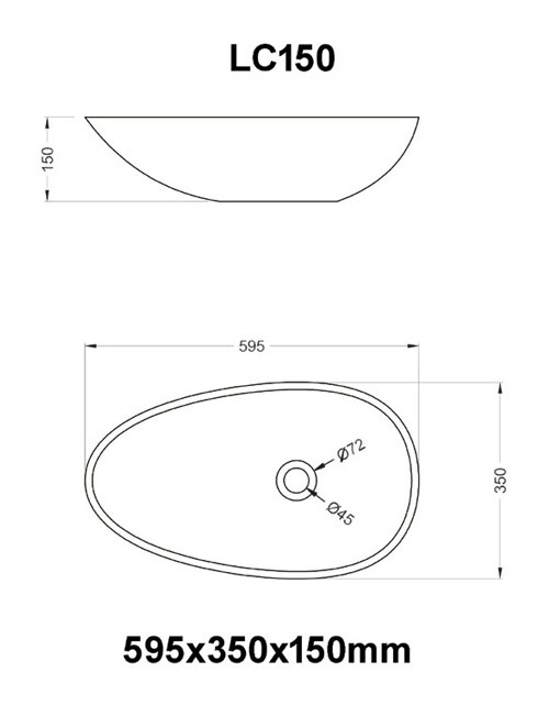 StoneArt Solid Surface Waskom LC150 (exclusief kraan)