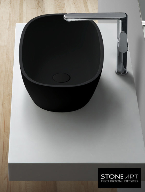 StoneArt Solid Surface Waskom LC151 Zwart (exclusief kraan)