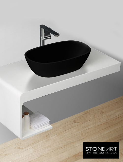 StoneArt Solid Surface Waskom LC151 Zwart (exclusief kraan)
