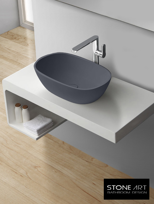 StoneArt Solid Surface Waskom LC151 Grijs (exclusief kraan)