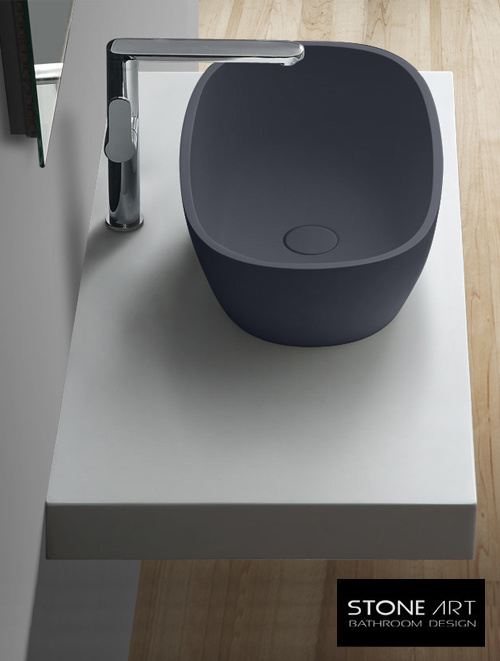 StoneArt Solid Surface Waskom LC151 Grijs (exclusief kraan)