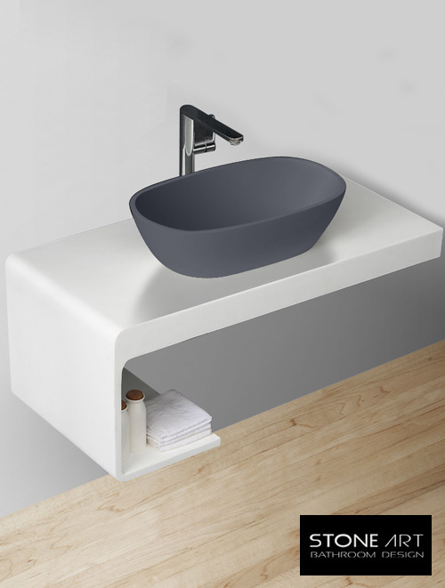 StoneArt Solid Surface Waskom LC151 Grijs (exclusief kraan)