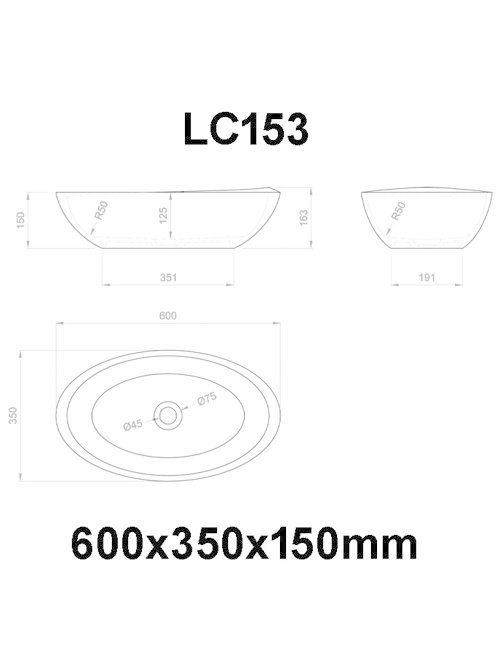 StoneArt Solid Surface Waskom LC153 (exclusief kraan)