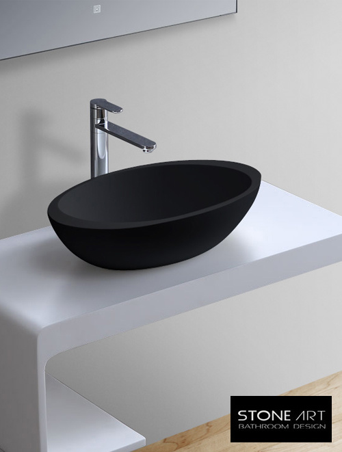 StoneArt Solid Surface Waskom LC153 Zwart (exclusief kraan)