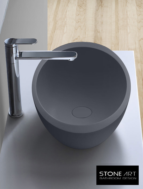 StoneArt Solid Surface Waskom LC153 Grijs (exclusief kraan)
