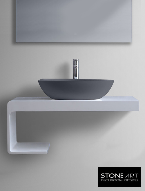 StoneArt Solid Surface Waskom LC153 Grijs (exclusief kraan)