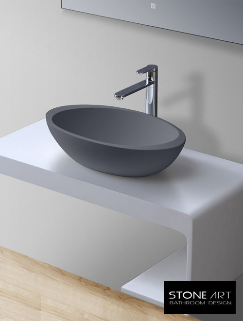 StoneArt Solid Surface Waskom LC153 Grijs (exclusief kraan)