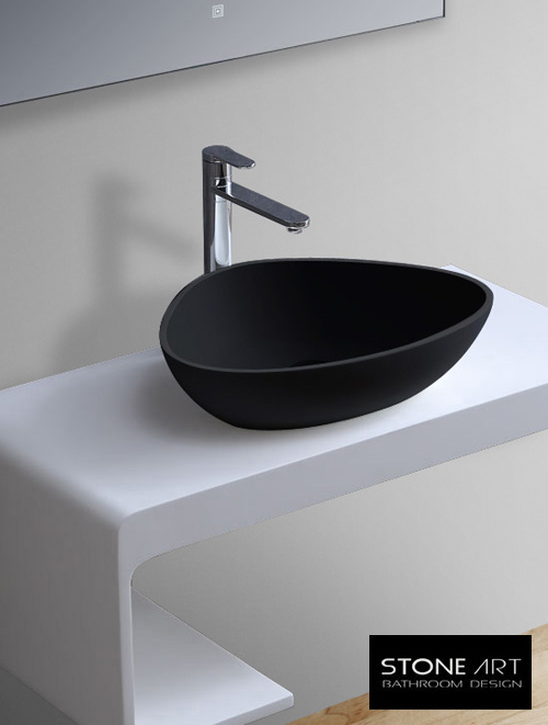 StoneArt Solid Surface Waskom LC154 Zwart (exclusief kraan)