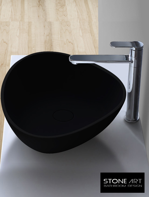 StoneArt Solid Surface Waskom LC154 Zwart (exclusief kraan)
