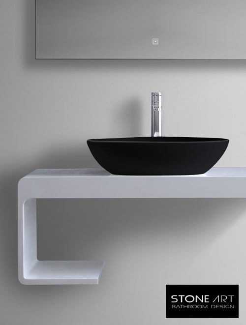 StoneArt Solid Surface Waskom LC154 Zwart (exclusief kraan)