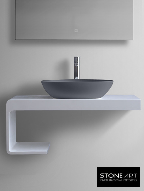 StoneArt Solid Surface Waskom LC154 Grijs (exclusief kraan)