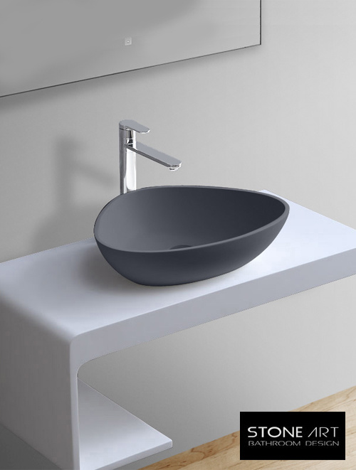 StoneArt Solid Surface Waskom LC154 Grijs (exclusief kraan)