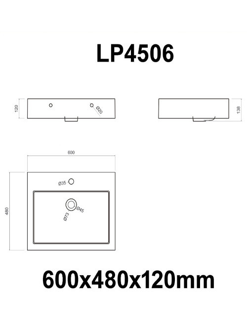 StoneArt Solid Surface Wastafel LP4506 (exclusief kraan)