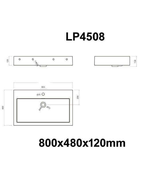 StoneArt Solid Surface Wastafel LP4508 (exclusief kraan)