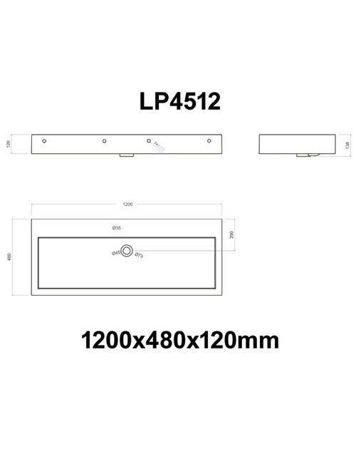 StoneArt Solid Surface Wastafel LP4512 (exclusief kraan)