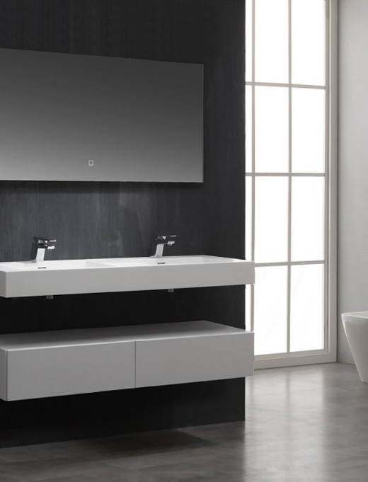 StoneArt Solid Surface Dubbele Wastafel LP4514 (exclusief kranen)