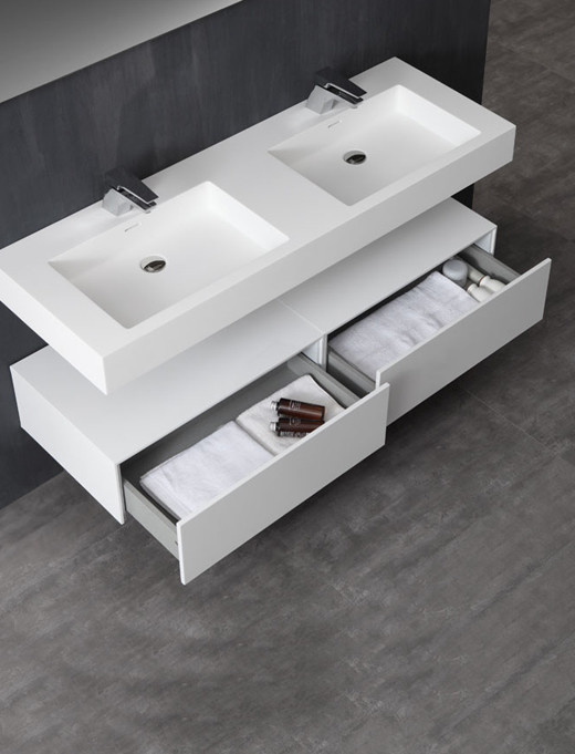 StoneArt Solid Surface Dubbele Wastafel LP4514 (exclusief kranen)