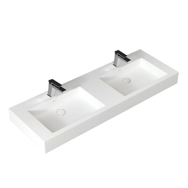 StoneArt Solid Surface Dubbele Wastafel LP4514 (exclusief kranen)