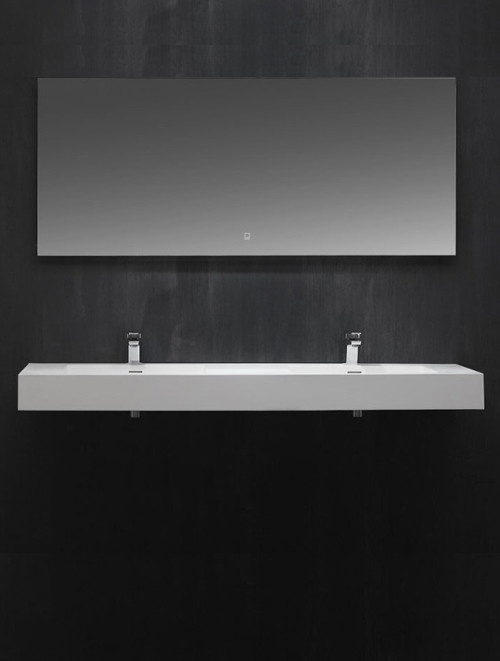 StoneArt Solid Surface Dubbele Wastafel LP4516 (exclusief kranen)