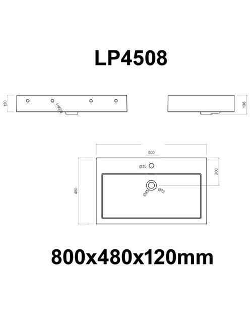 Wastafel Set LP4508 Solid Surface 80 centimeter