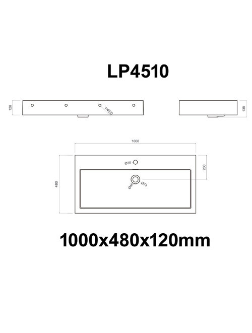 Wastafel Set LP4510 Solid Surface 100 centimeter