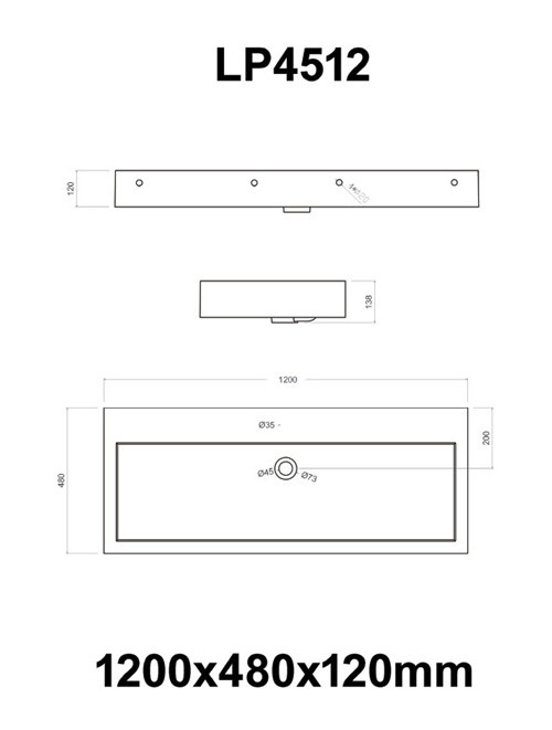 Wastafel Set LP4512 Solid Surface 120 centimeter