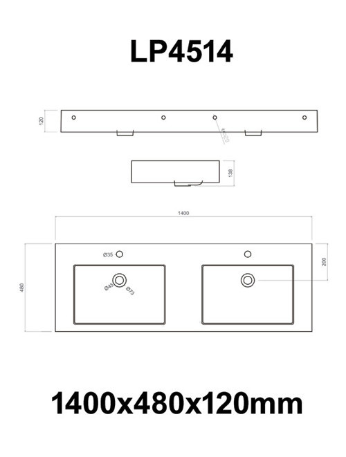 Wastafel Set LP4514 Solid Surface 140 centimeter