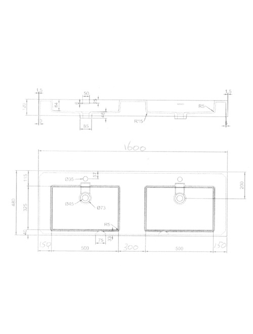 Wastafel Set LP4516 Solid Surface 160 centimeter