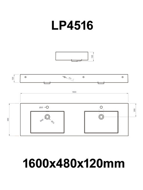 Wastafel Set LP4516 Solid Surface 160 centimeter