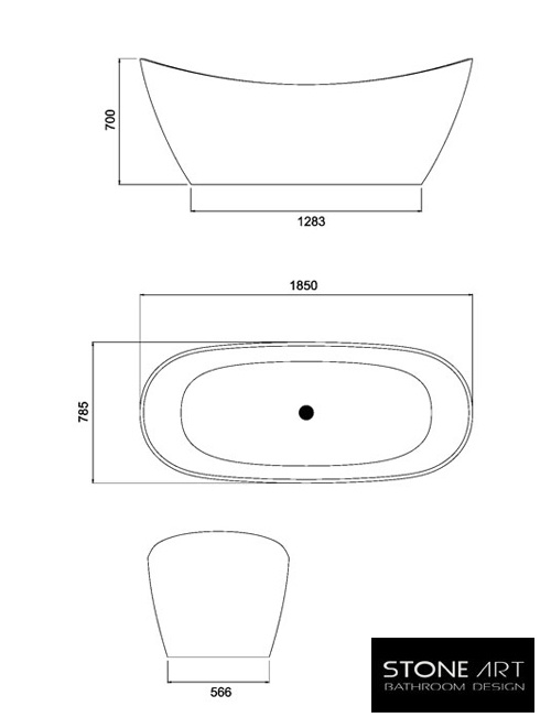 Vrijstaand Solid Surface bad BS-526 Zwart