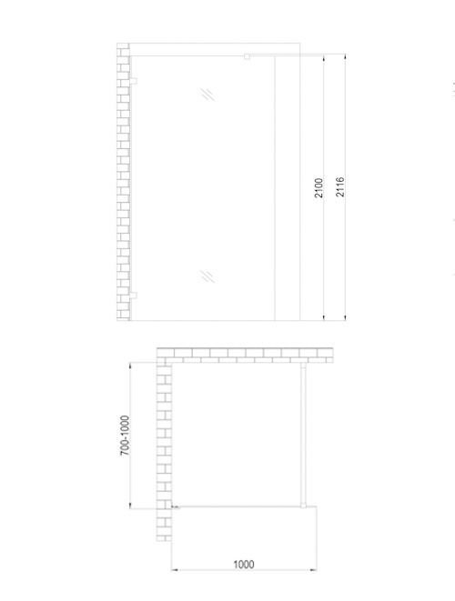 Inloopdouche Smokeglas Zwart