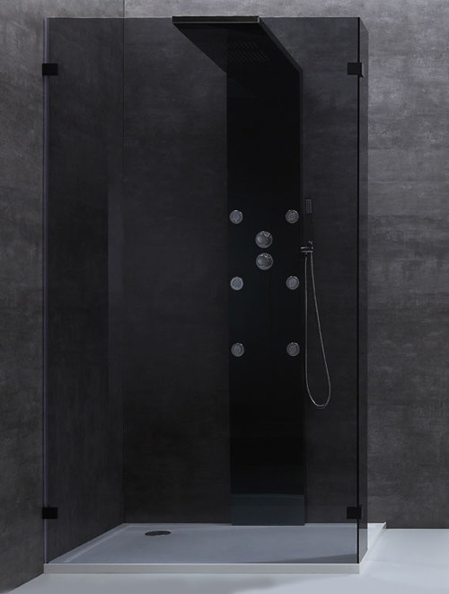 Inloopdouche Smokeglas Zwart met zijpaneel