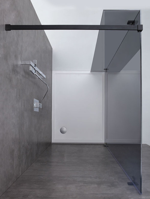 Inloopdouche Smokeglas Zwart met zijpaneel