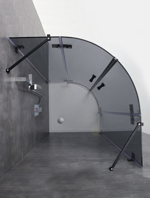 Inloopdouche AWT LAR serie Zwart Glas