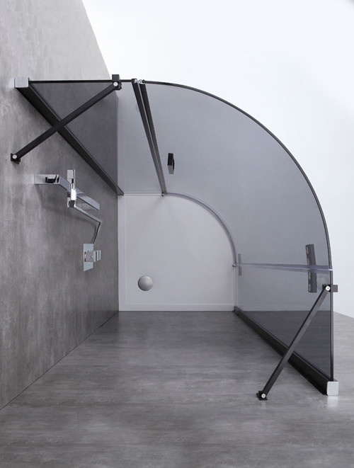 Inloopdouche AWT LBR serie Zwart Glas