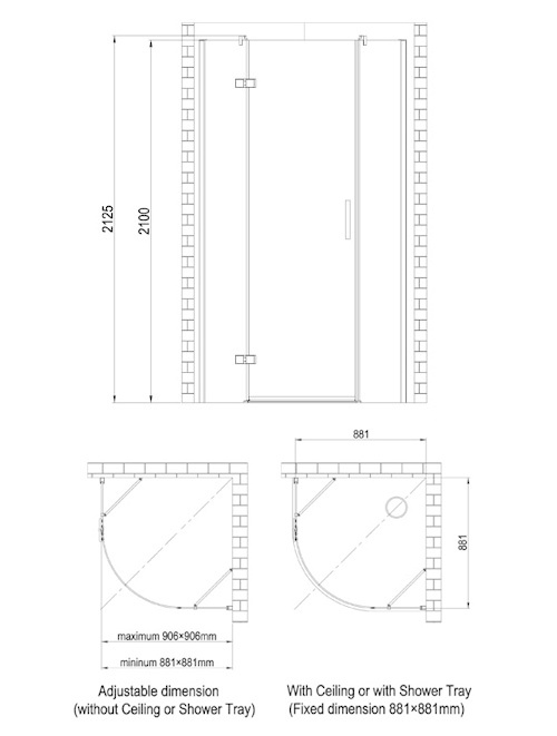 Inloopdouche AWT LBR serie Helder Glas