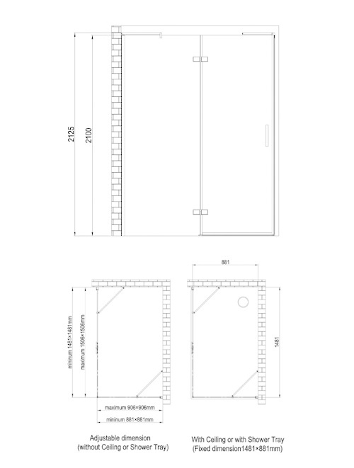 Inloopdouche AWT LBS serie Helder Glas