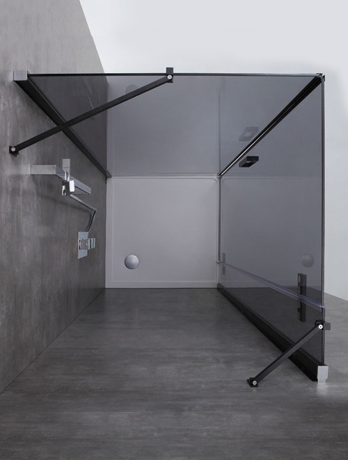 Inloopdouche AWT LBS serie Zwart Glas