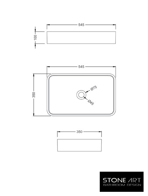 StoneArt Solid Surface Waskom LC111 Zwart (exclusief kraan)
