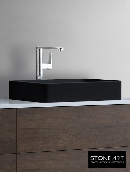 StoneArt Solid Surface Waskom LC111 Zwart (exclusief kraan)