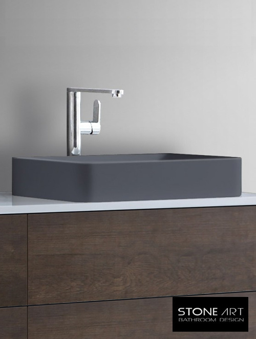 StoneArt Solid Surface Waskom LC111 Grijs (exclusief kraan)