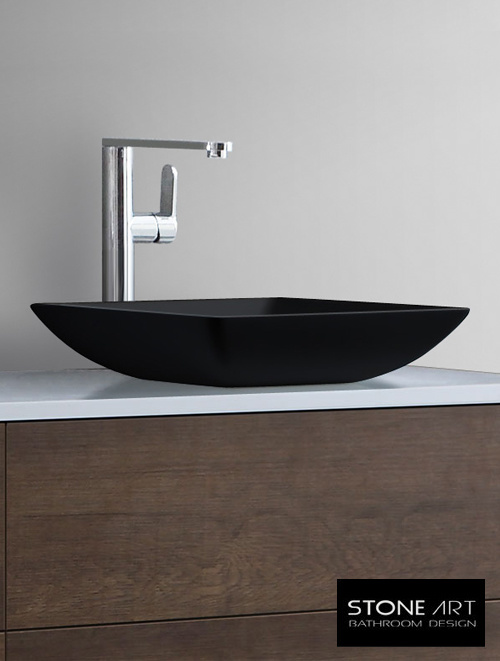 StoneArt Solid Surface Waskom LC115 Zwart (exclusief kraan)